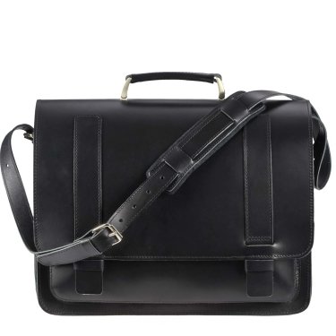 Aktentasche Leder 42x32cm mit 3 Fächern und Notebookfach "Classic" schwarz